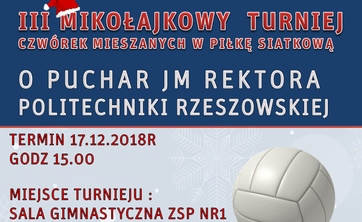 Zaproszenie na III Mikołajkowy Turniej Czwórek Mieszanych w Piłkę Siatkową