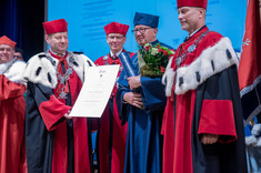 Od lewej: prof. Piotr Koszelnik, prof. PRz Lesław Gniewek, Marek Darecki, prof. Jarosław Sęp, 