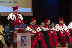 Od lewej: prof. Piotr Koszelnik, prof. Grzegorz Ostasz, prof. Iwona Włoch, prof. S. Czopek,