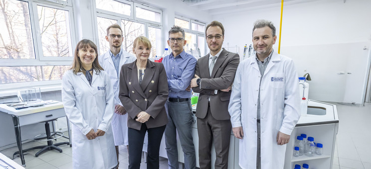 From the left: I. Poplewska, BEng, PhD, M. Przywara, BEng, PhD, D. Antos, Prof.Tit., M. Kołodziej, BEng, PhD,., R. Bochenek, BEng, PhD, B. Filip, BEng, PhD,.,